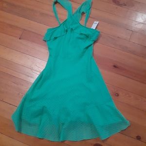 Banana Republic Mint Green Cross Front Ruffle Halter Dress 8 NWT